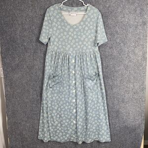 Paquette Too! Dress Womens Size 10 Blue Floral Cottagecore Farmgirl Vtg flaws